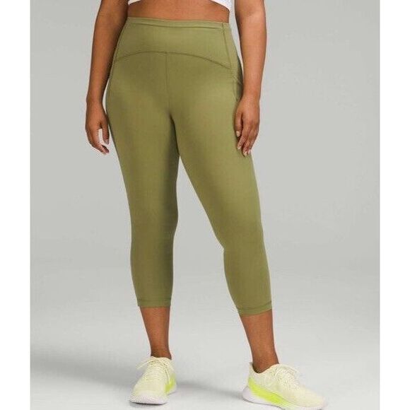 lululemon athletica Pants - Lululemon Swift Speed High-Rise Crop‎ 21" Size 16 Bronze Green EUC